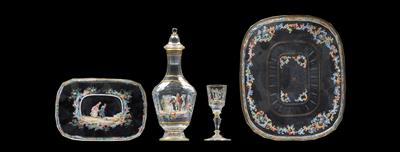 Lobmeyr – Four glass items in the "Rococo” style, - Sklo, Porcelán