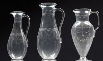 Lobmeyr-Krüge aus Musselinglas, - Glas und Porzellan