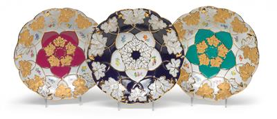 Three ornamental bowls, - Glass and porcelain