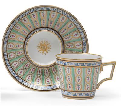 A cup and saucer with trembleuse, - Sklo, Porcelán