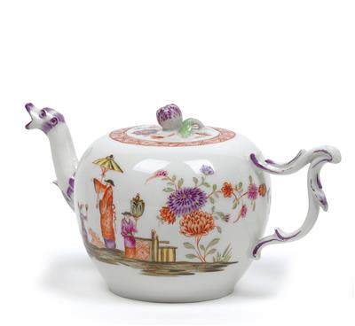 A teapot with lid, - Vetri e porcellane