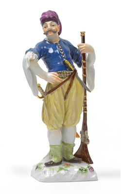 A figure of a Turk with a musket in the left hand, - Sklo, Porcelán