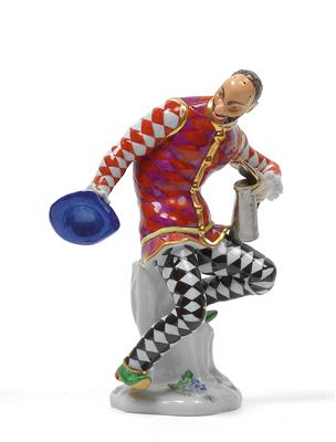 Zanni Müller as harlequin from the "commedia dell' arte", - Sklo, Porcelán