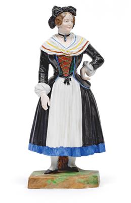 Amalie Haizinger, actress at the Burg Theatre, in folk costume, - Glass and porcelain