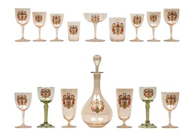 A Lobmeyr glass service with coat-of-arms, - Sklo, Porcelán