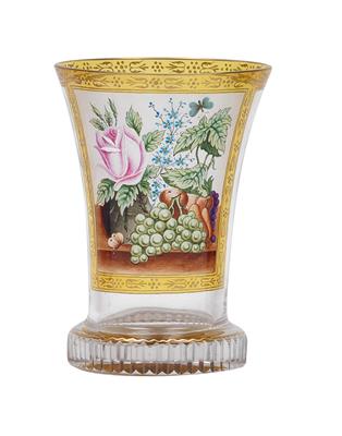 A ‘‘Ranftbecher“ with flowers and fruit, - Glass and porcelain