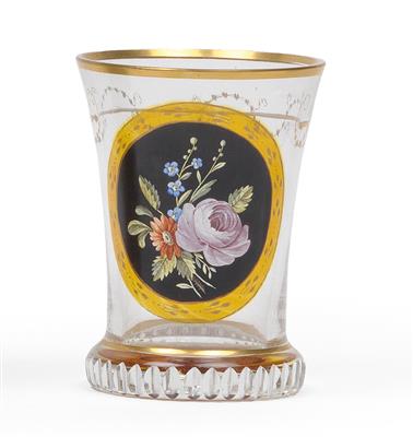 A ‘‘Ranftbecher“ decorated with a bouquet of flowers, - Glass and porcelain