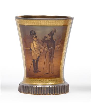 A ‘‘Ranftbecher“ decorated with saluting officers, - Glass and porcelain