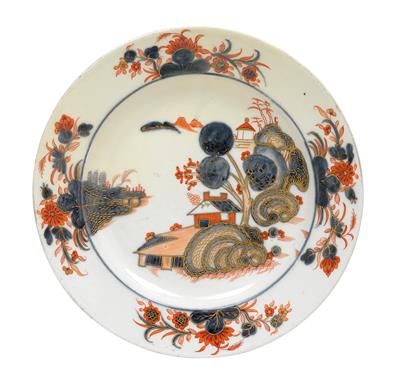 A plate with „Imari“ décor, - Glass and porcelain