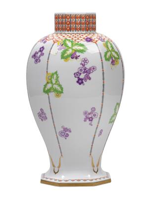A vase, - Glass and porcelain