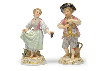 "Gärtnerkinder" - A child gardener figural group, - Glass and porcelain