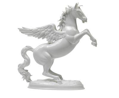 "Pegasus", curbettierendes geflügeltes Pferd, - Glas und Porzellan