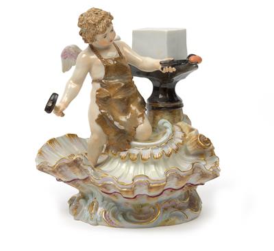Cupid forging hearts, - Glass and porcelain