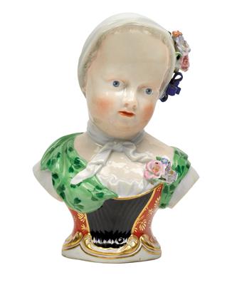 A bust of Princess Marie Zéphirine de Bourbon, - Glass and porcelain