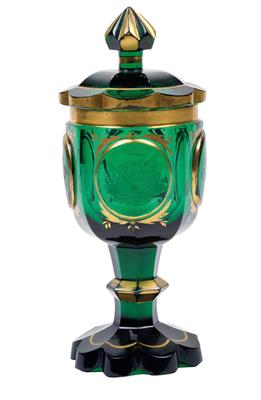 A lidded goblet with dedication, - Vetri e porcellane