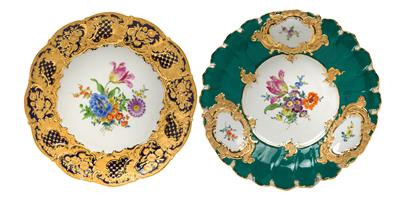 An ornamental bowl and ornamental platter, - Sklo, Porcelán