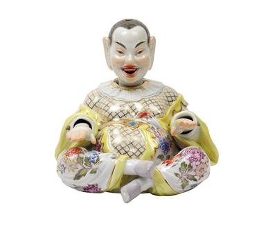 A rocking pagoda figure, - Glass and porcelain