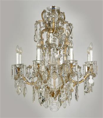 A chandelier in crown shape, - Sklo, Porcelán