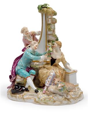 "Der Lauscher am Brunnen" - The eavesdropper by the fountain, - Glass and porcelain