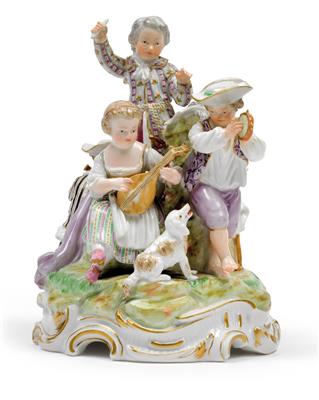 A figural group of five children making music - "Fünf musizierende Kinder", - Sklo, Porcelán