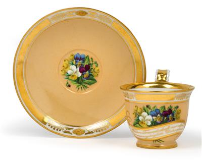 "Wahre Freundschaft nur allein, mög' unvergänglich Dich erfreun" – A friendship cup and saucer, - Glass and porcelain