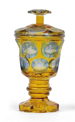 A lidded goblet decorated with friendship symbols, - Sklo, Porcelán