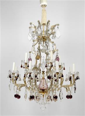 A glass chandelier in the "Maria Theresia" style, - Vetri e porcellane