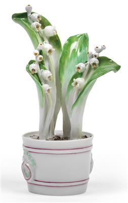 Lillies-of-the-Valley in a cachepot, - Glass and porcelain