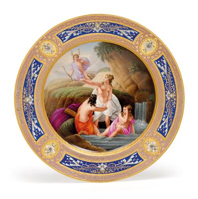 "Actaeon" - A pictorial plate, - Glass and porcelain