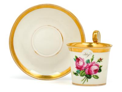 "Járy" cup and saucer, - Sklo, Porcelán