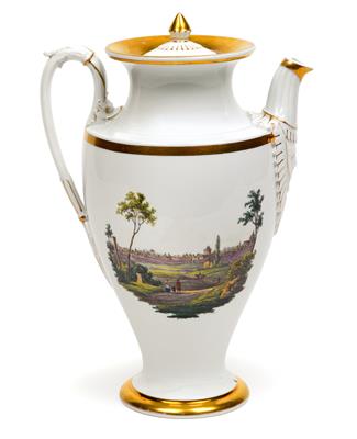 "Rome and Vienna" A veduta coffee pot with lid, - Glass and porcelain