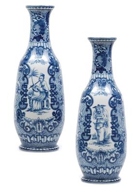 "Vase mit Chinoiserien," - Glas und Porzellan
