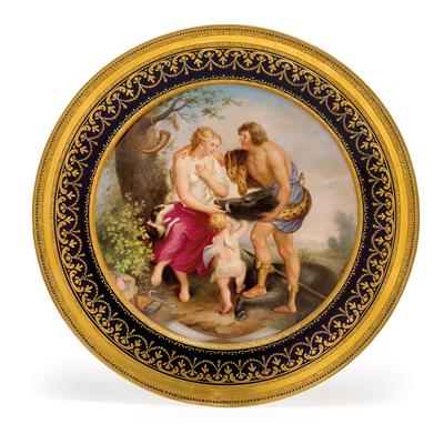 "Venus and Adonis" – A pictorial plate, - Glass and porcelain