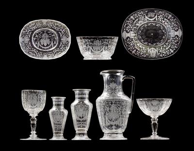 Lobmeyr-Glasteile mit "Maria Theresia" Dekor, - Glas und Porzellan