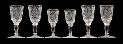 Lobmeyr drinking glasses with crown and monogram, - Vetri e porcellane