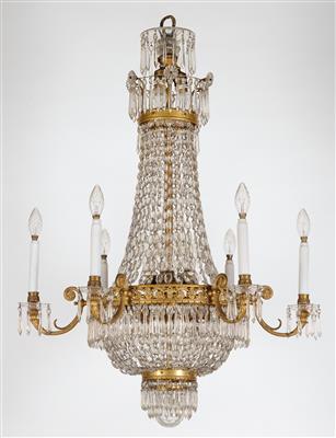 A chandelier in the Empire style, - Vetri e porcellane