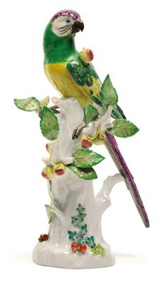 A parrot perched in an apple tree, - Glass and porcelain