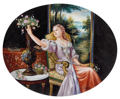 A porcelain painting, - Sklo, Porcelán