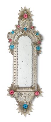 A Venetian mirror, - Glass and porcelain