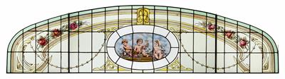 A leaded glass window for a skylight in art nouveau style, - Glass and porcelain