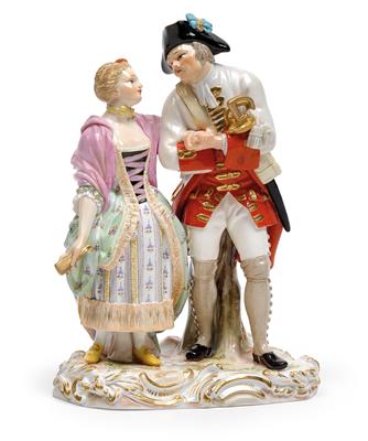 “Allegory of Love” – cavalier and young lady holding hands, - Glass and porcelain