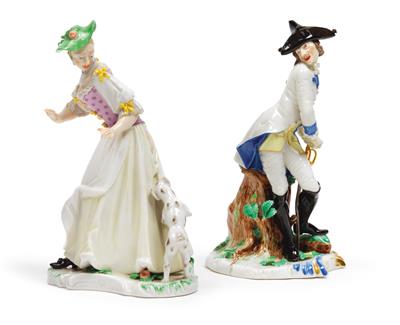 “A woman being attacked by a puppy” and the “gloating soldier”, - Glass and porcelain