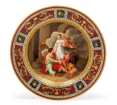 A “Pygmalion” pictorial plate, - Vetri e porcellane