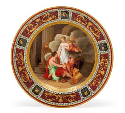 A “Pygmalion” pictorial plate, - Glass and porcelain