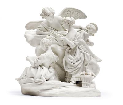 Large Cupid and four girls, - Sklo, Porcelán