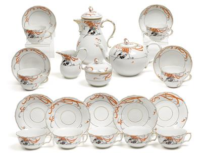 A “firebird” coffee and tea service, - Glass and porcelain