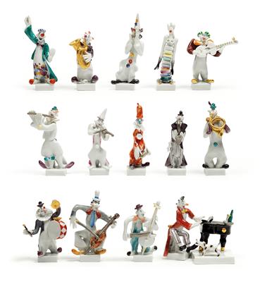 Peter Strang – artist’s clown musicians, - Glass and porcelain