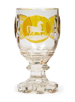 A goblet with monogram “F” under a ducal coronet, - Sklo, Porcelán