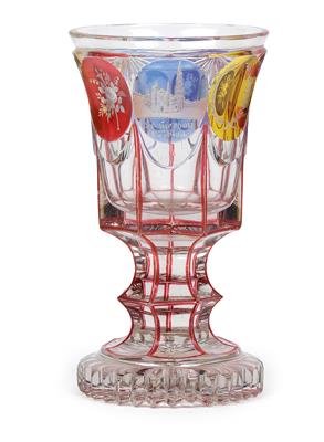 A goblet with vedute, - Sklo, Porcelán