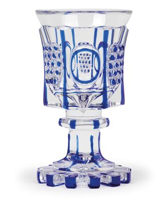 A goblet with dedication “for GR from MR”, - Glass and porcelain